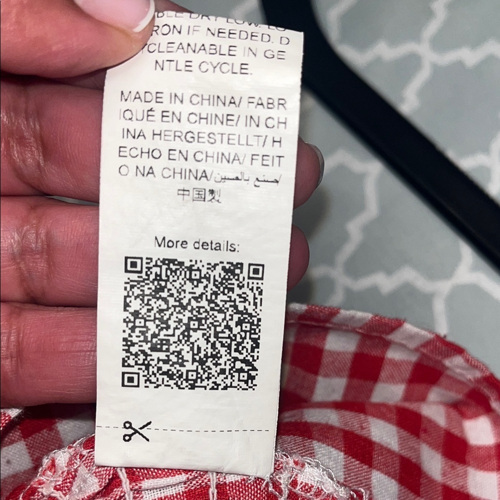 Chic Red Checkered Square Neck Blouse - image 8